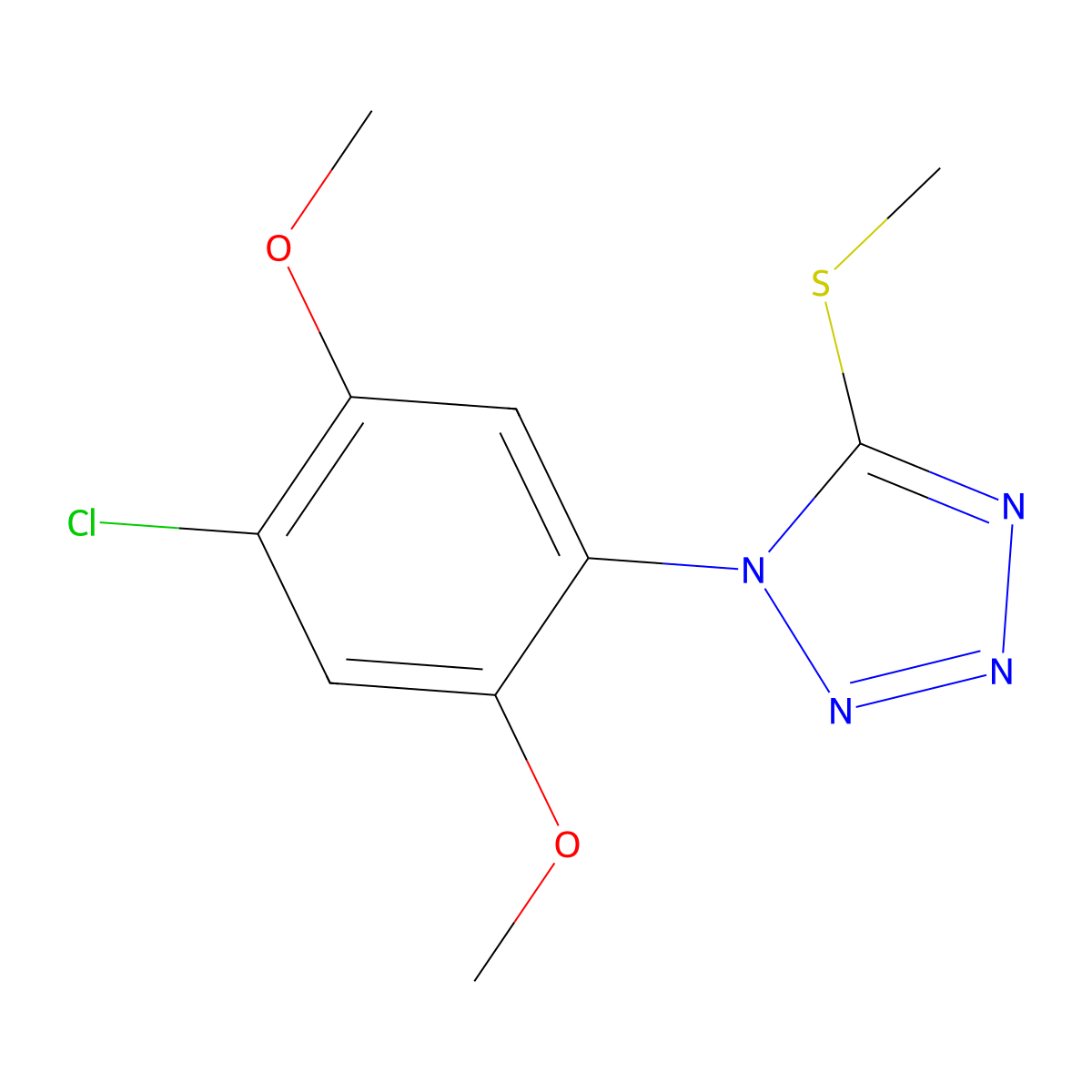 1-(4-Chloro-2,5-dimethoxyphenyl)-5-methylsulfanyltetrazole molecular structure, CAS 666714-07-4