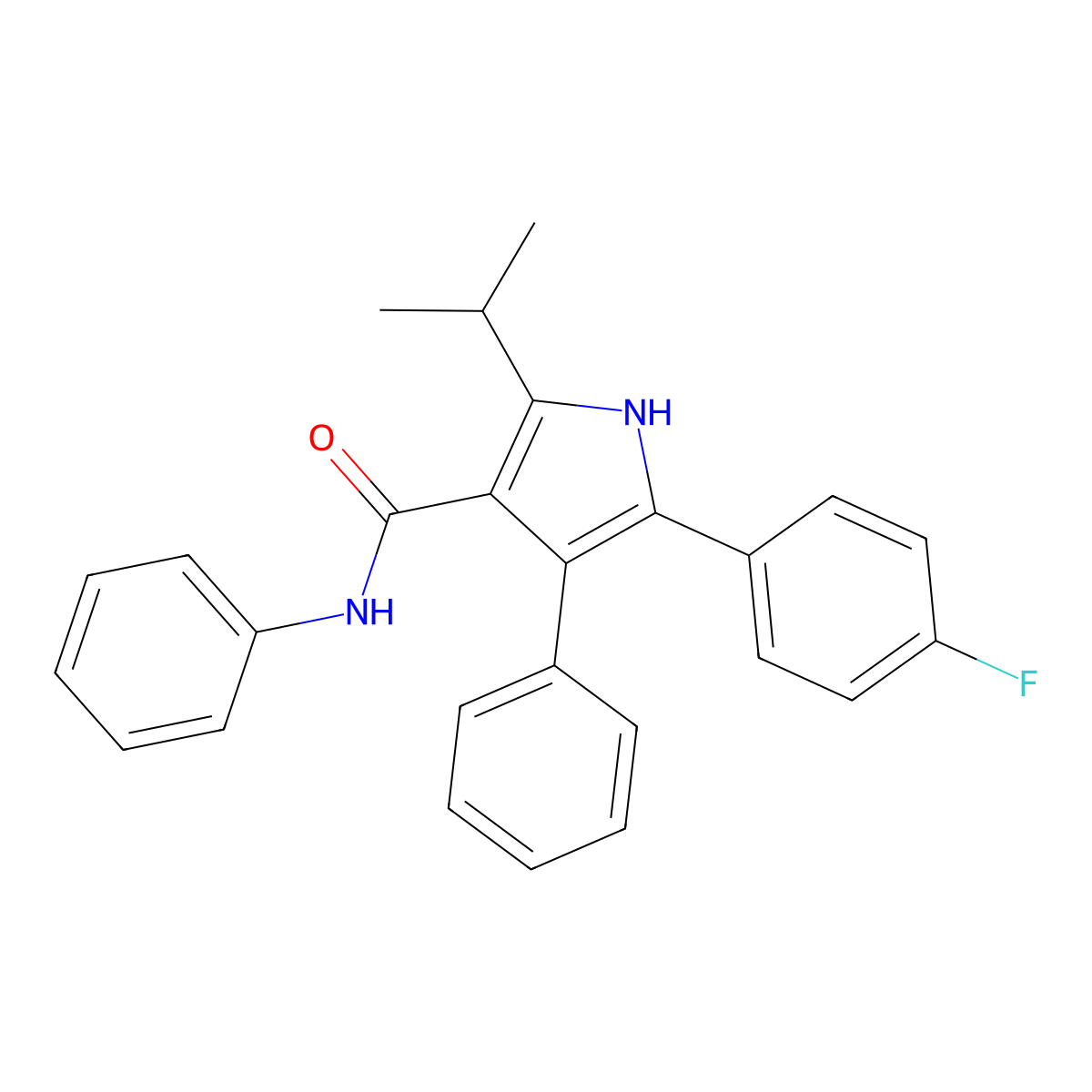5-(4-Fluorophenyl)-2-isopropyl-n,4-diphenyl-1h-pyrrole-3-carboxamide molecular structure, CAS 666714-64-3