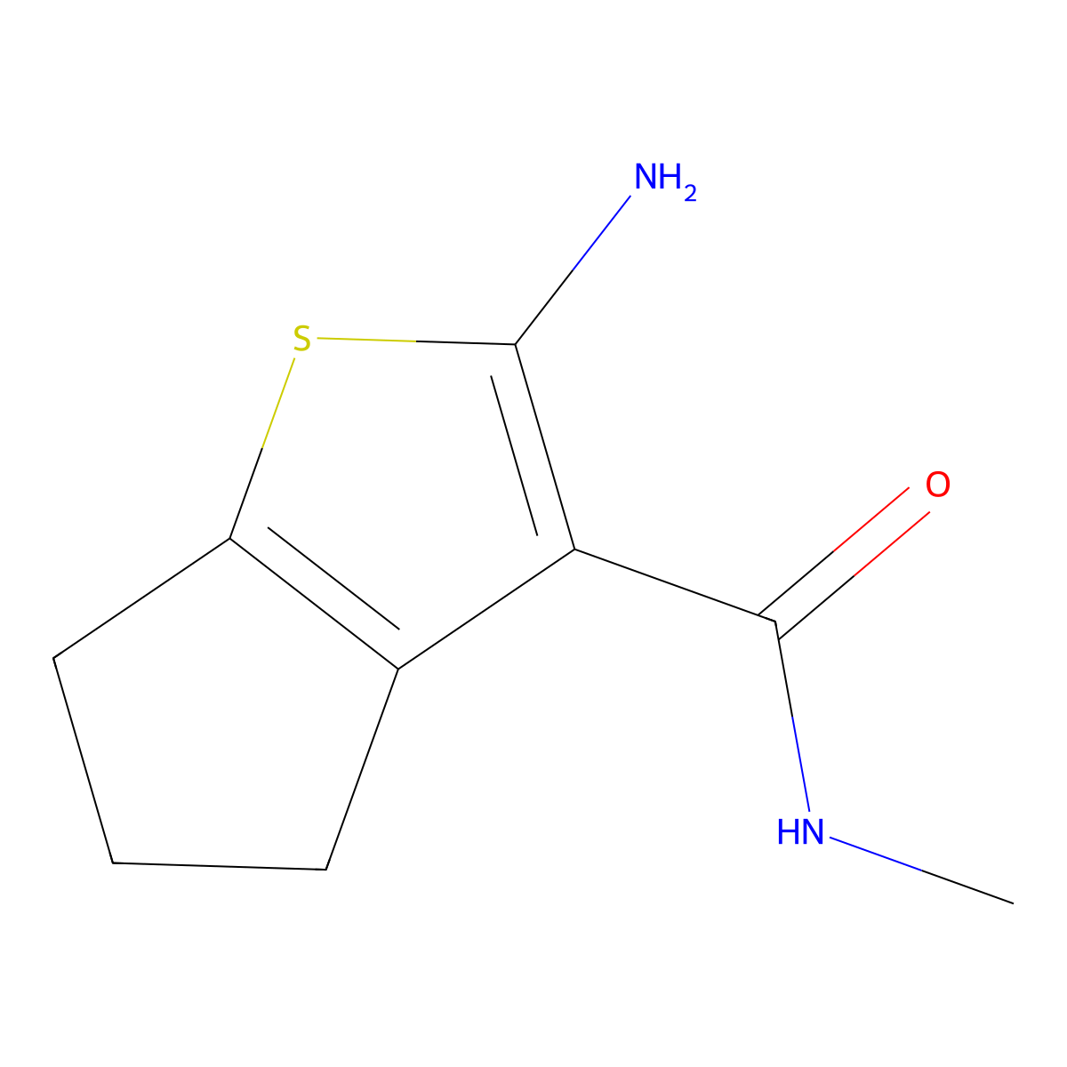 2-amino-N-methyl-5,6-dihydro-4H-cyclopenta[b]thiophene-3-carboxamide molecular structure, CAS 666715-71-5