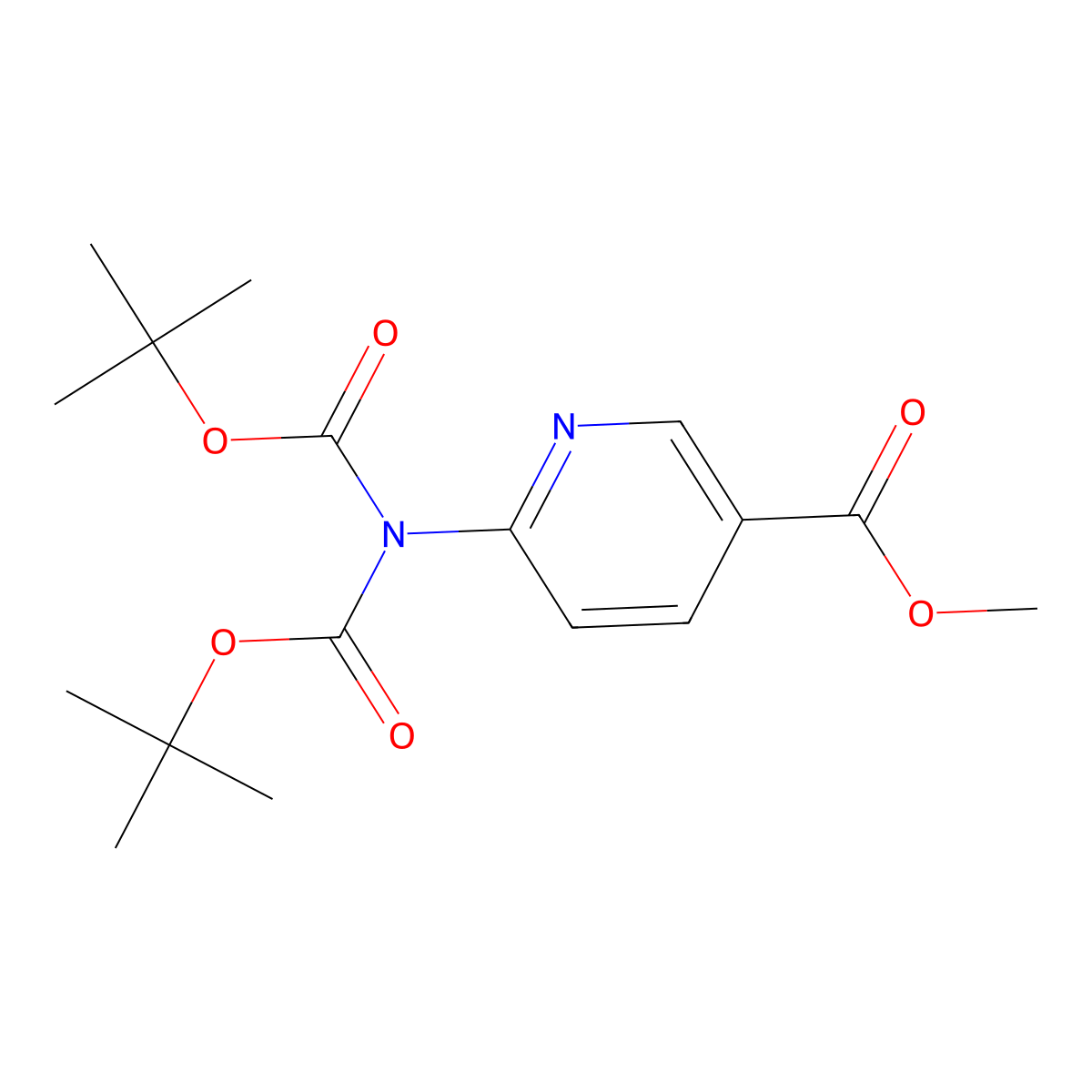 Methyl 6-{bis[(tert-butoxy)carbonyl]amino}pyridine-3-carboxylate molecular structure, CAS 666721-08-0