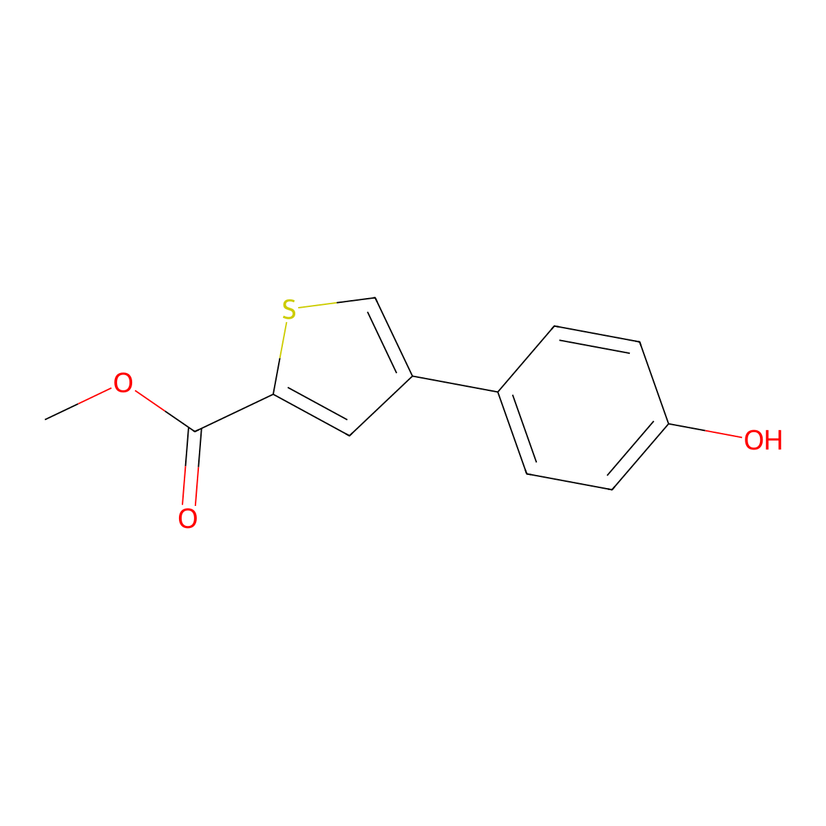 Methyl 4-(4-hydroxyphenyl)thiophene-2-carboxylate molecular structure, CAS 666721-33-1