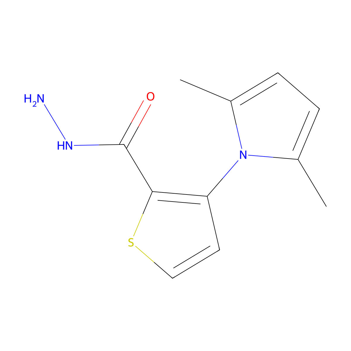 3-(2,5-dimethyl-1H-pyrrol-1-yl)-2-thiophenecarbohydrazide molecular structure, CAS 666724-62-5