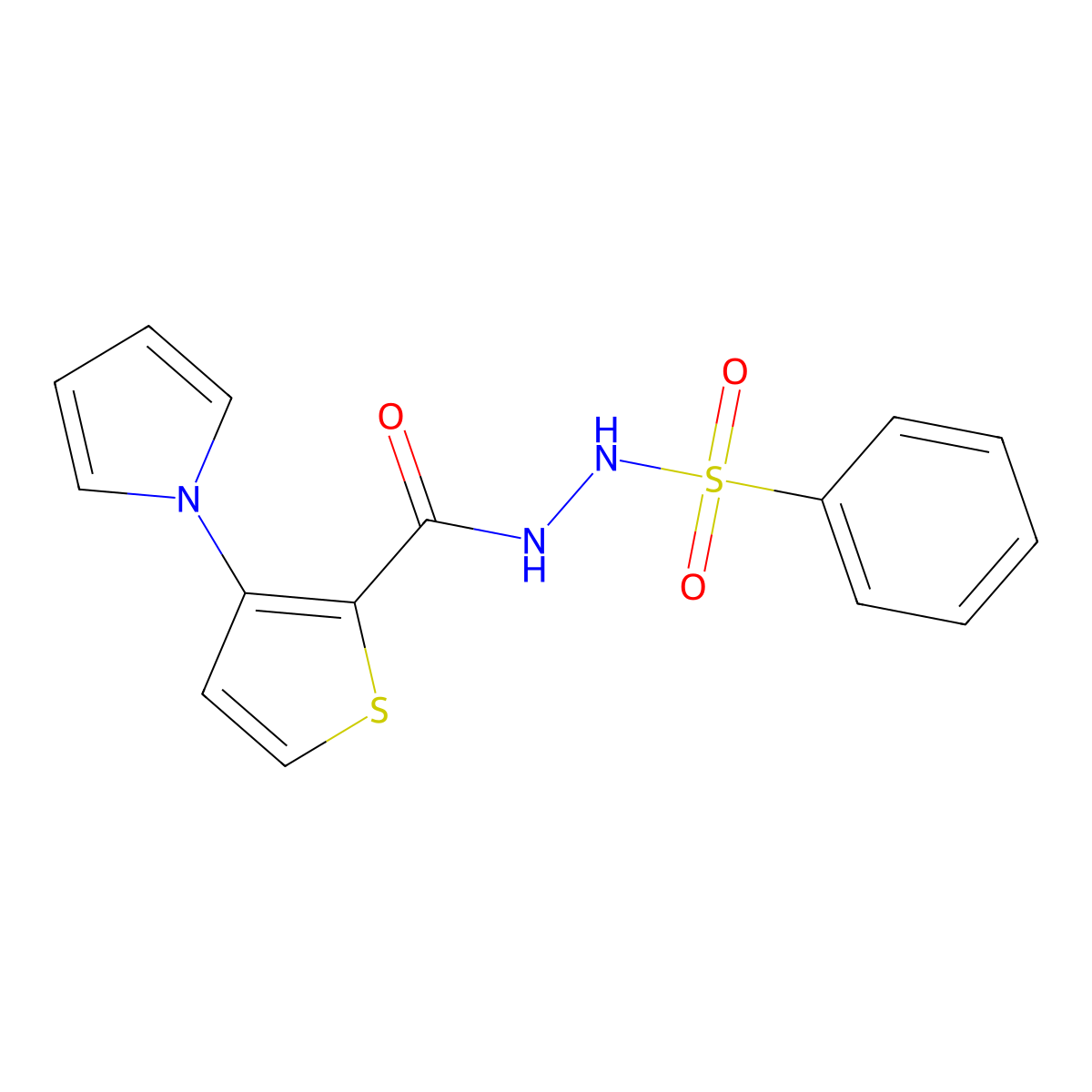 N'-{[3-(1H-pyrrol-1-yl)-2-thienyl]carbonyl}benzenesulfonohydrazide molecular structure, CAS 666724-72-7