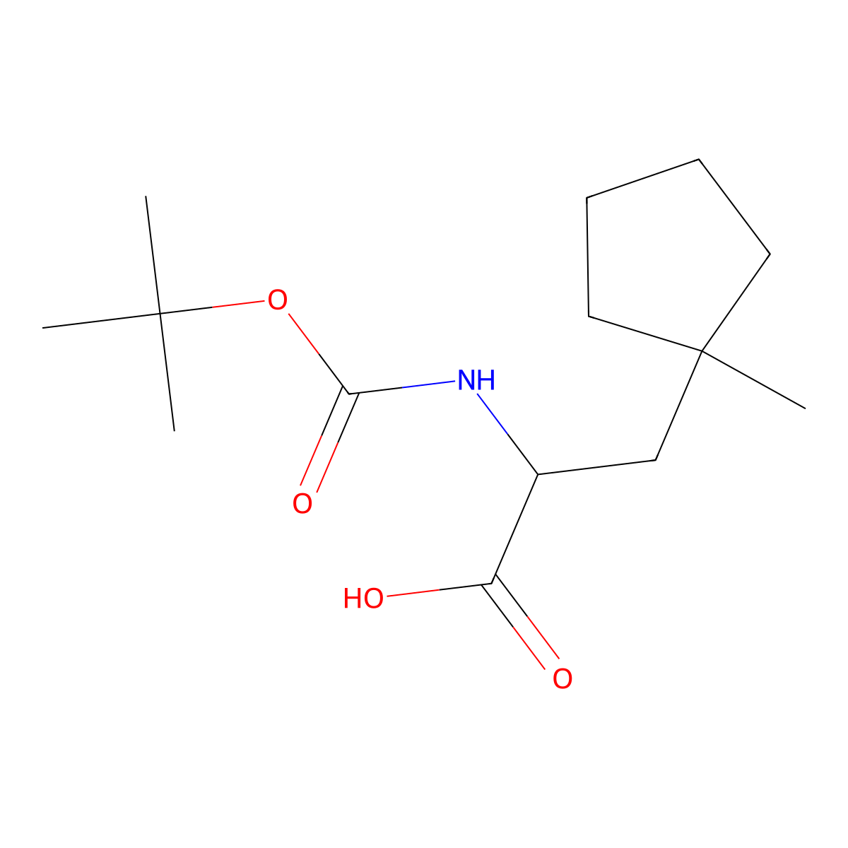 2-(Tert-butoxycarbonylamino)-3-(1-methylcyclopentyl)propanoic acid molecular structure, CAS 666725-94-6