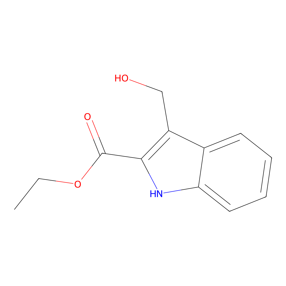 ethyl 3-(hydroxymethyl)-1H-indole-2-carboxylate molecular structure, CAS 666752-02-9