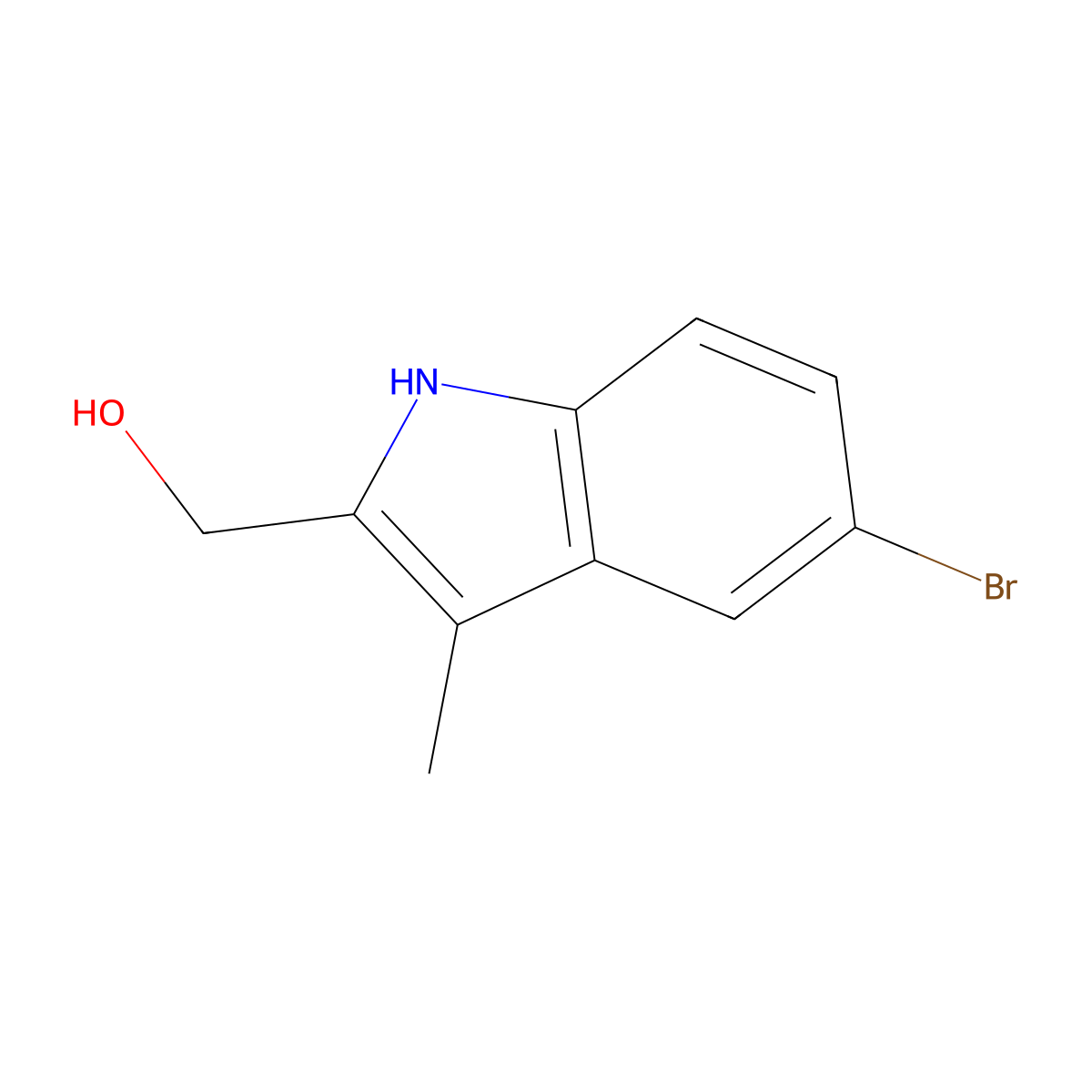 (5-bromo-3-methyl-1H-indol-2-yl)methanol molecular structure, CAS 666752-18-7