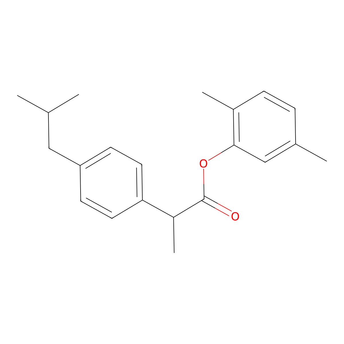 2,5-Dimethylphenyl 2-(4-isobutylphenyl)propanoate molecular structure, CAS 666817-77-2