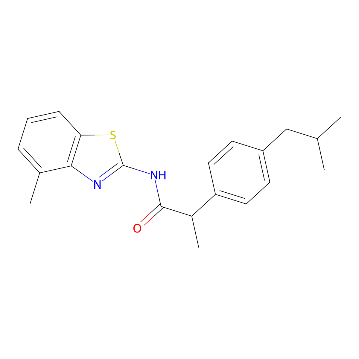 2-(4-isobutylphenyl)-N-(4-methyl-1,3-benzothiazol-2-yl)propanamide molecular structure, CAS 666817-83-0