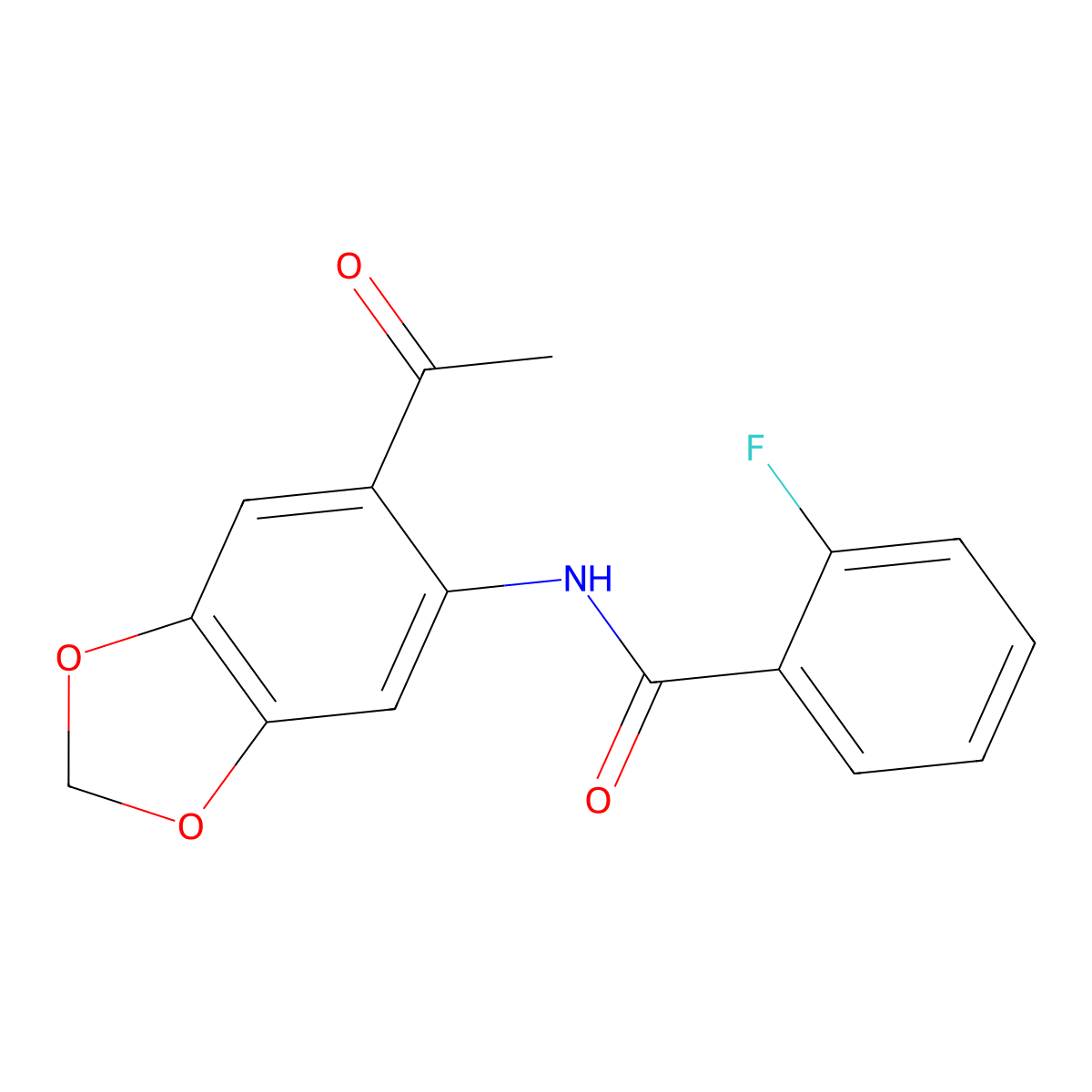 N-(6-acetyl-1,3-benzodioxol-5-yl)-2-fluorobenzenecarboxamide molecular structure, CAS 666818-14-0