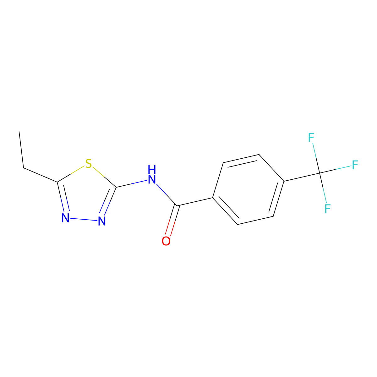 N-(5-ethyl-1,3,4-thiadiazol-2-yl)-4-(trifluoromethyl)benzamide molecular structure, CAS 666818-24-2