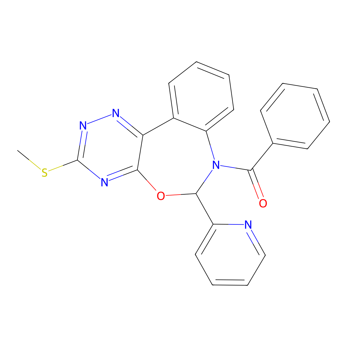 (3-methylsulfanyl-6-pyridin-2-yl-6H-[1,2,4]triazino[5,6-d][3,1]benzoxazepin-7-yl)-phenylmethanone molecular structure, CAS 666818-45-7