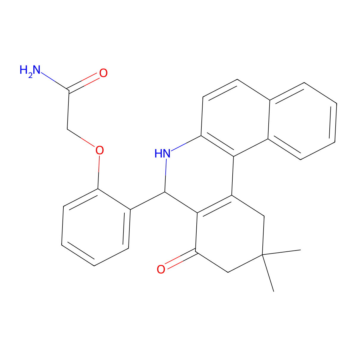 2-[2-(2,2-Dimethyl-4-oxo-1,3,5,6-tetrahydrobenzo[a]phenanthridin-5-yl)phenoxy]acetamide molecular structure, CAS 666818-84-4