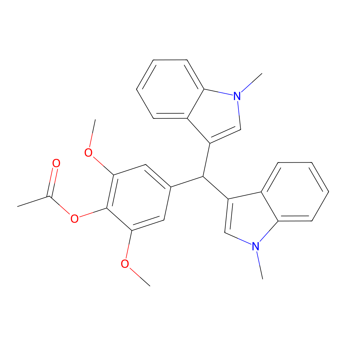 [4-[Bis(1-methylindol-3-yl)methyl]-2,6-dimethoxyphenyl] acetate molecular structure, CAS 666819-29-0