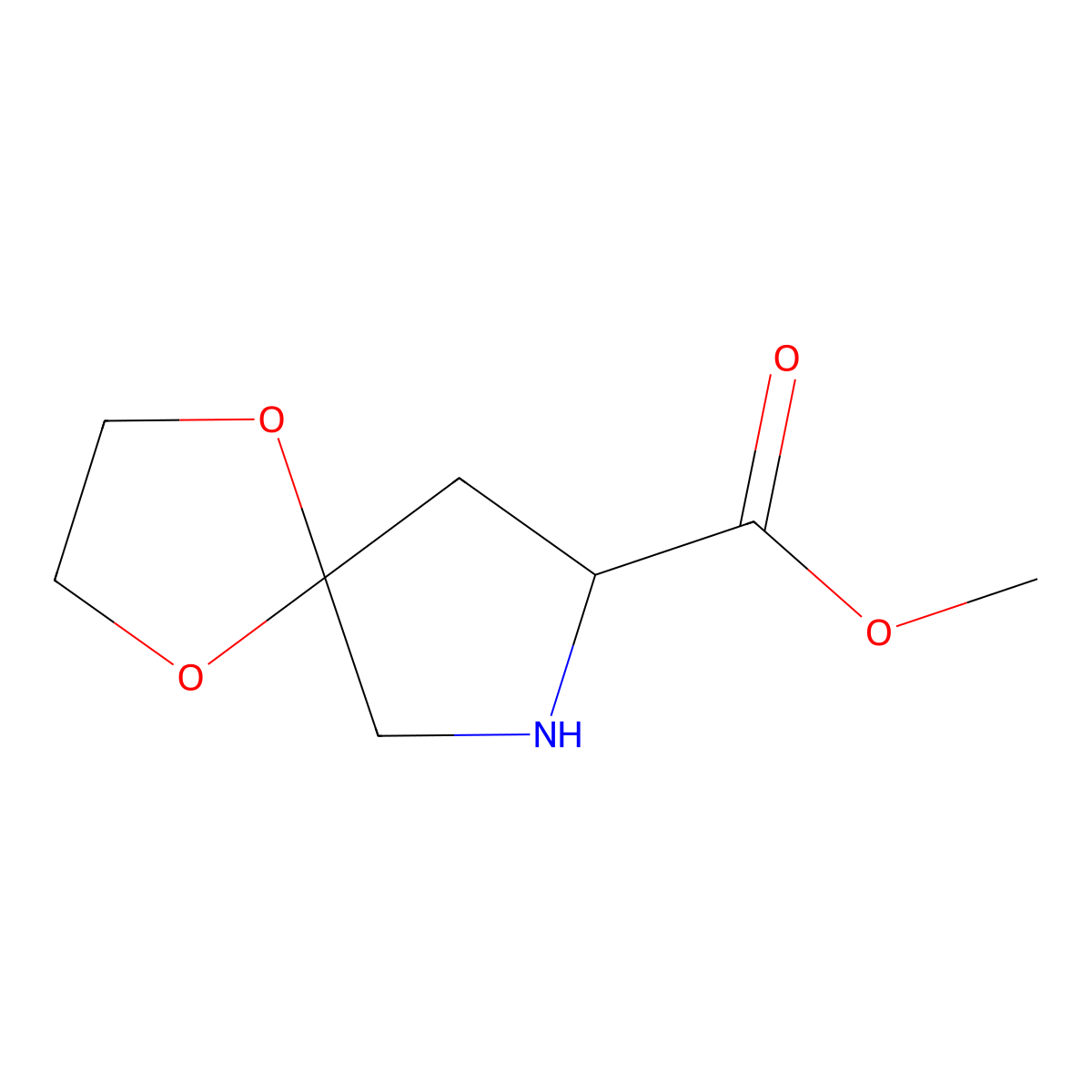 methyl (8S)-1,4-dioxa-7-azaspiro[4.4]nonane-8-carboxylate molecular structure, CAS 66682-58-4