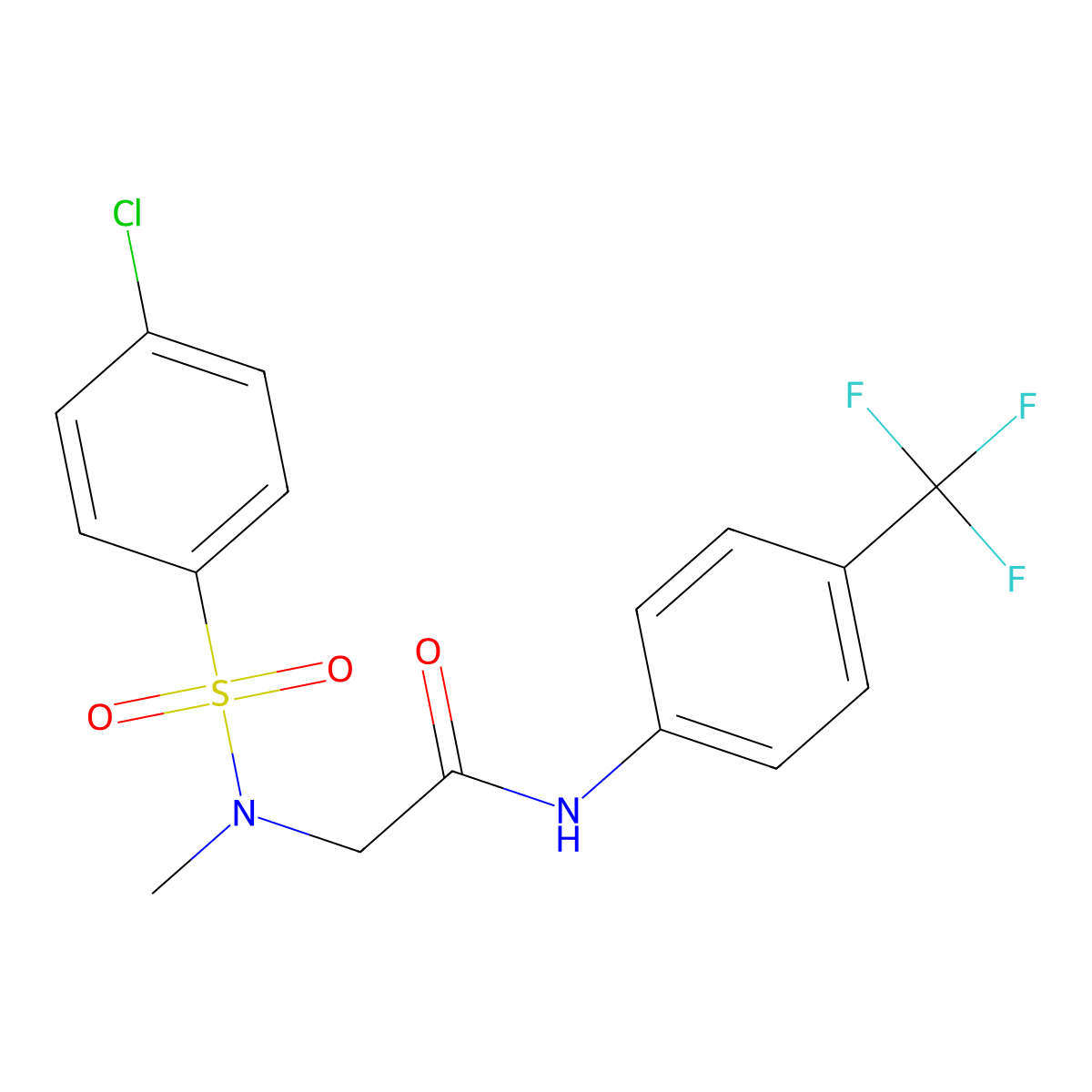 2-[(4-chlorophenyl)sulfonyl-methylamino]-N-[4-(trifluoromethyl)phenyl]acetamide molecular structure, CAS 666821-36-9