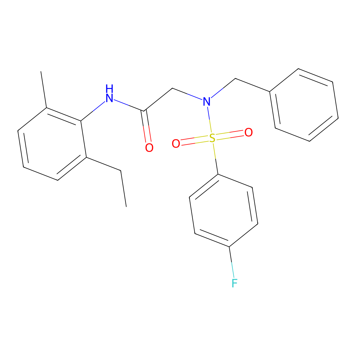 2-[benzyl-(4-fluorophenyl)sulfonylamino]-N-(2-ethyl-6-methylphenyl)acetamide molecular structure, CAS 666821-37-0