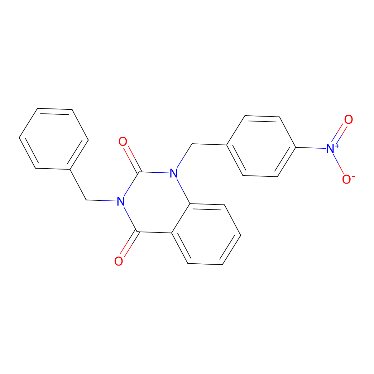 3-Benzyl-1-[(4-nitrophenyl)methyl]-1,2,3,4-tetrahydroquinazoline-2,4-dione molecular structure, CAS 666825-65-6