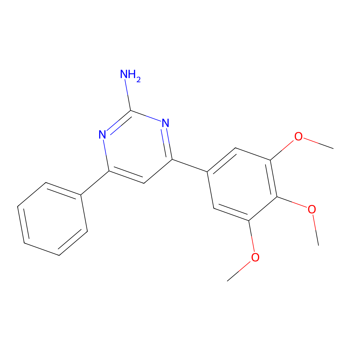 4-Phenyl-6-(3,4,5-trimethoxyphenyl)pyrimidin-2-amine molecular structure, CAS 666827-68-5