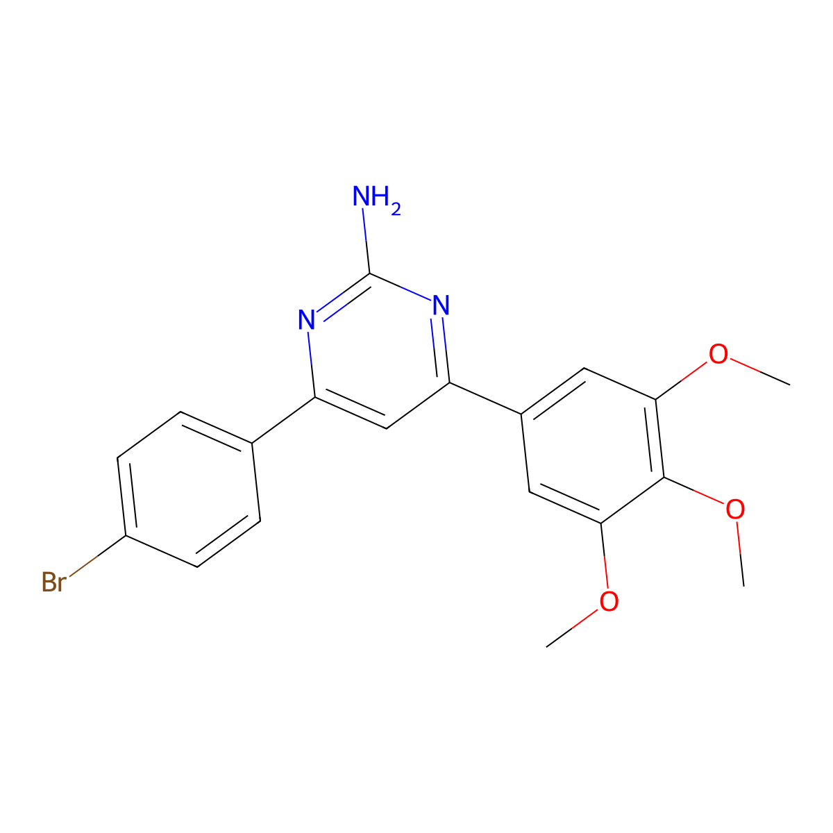 4-(4-Bromophenyl)-6-(3,4,5-trimethoxyphenyl)pyrimidin-2-amine molecular structure, CAS 666827-69-6