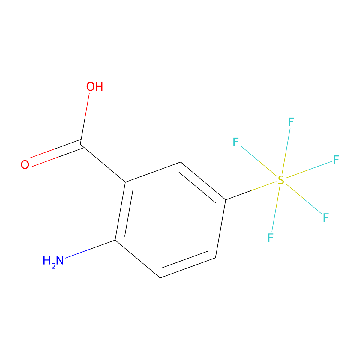 2-Amino-5-(pentafluorothio)benzoic acid molecular structure, CAS 666832-87-7