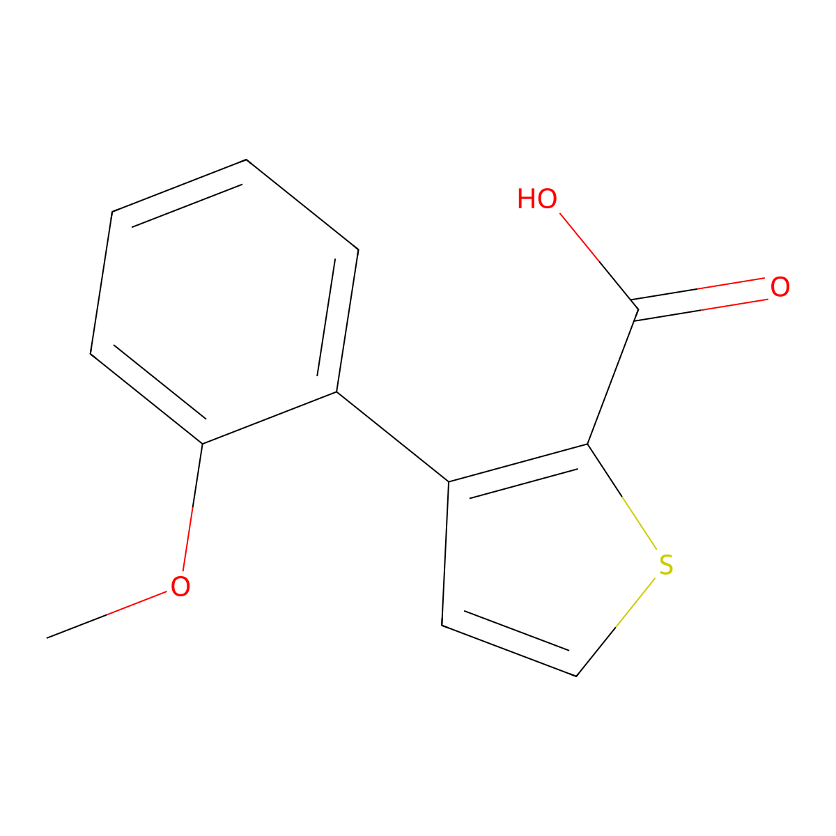3-(2-Methoxyphenyl)thiophene-2-carboxylic acid molecular structure, CAS 666841-74-3