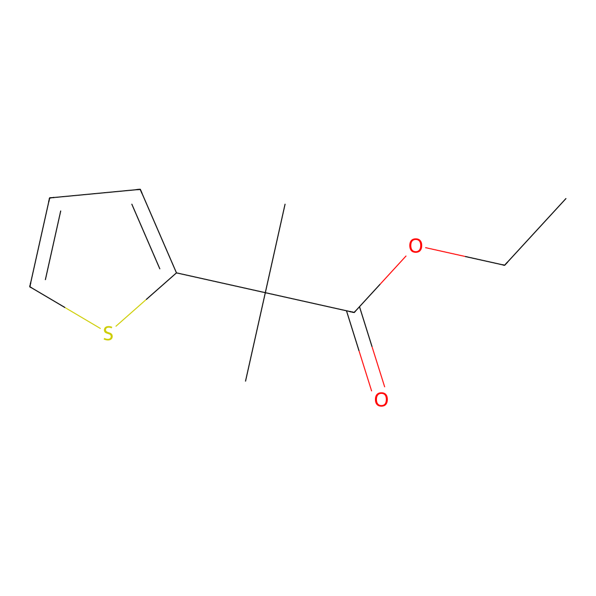 Ethyl 2-methyl-2-(thiophen-2-yl)propanoate molecular structure, CAS 666852-63-7