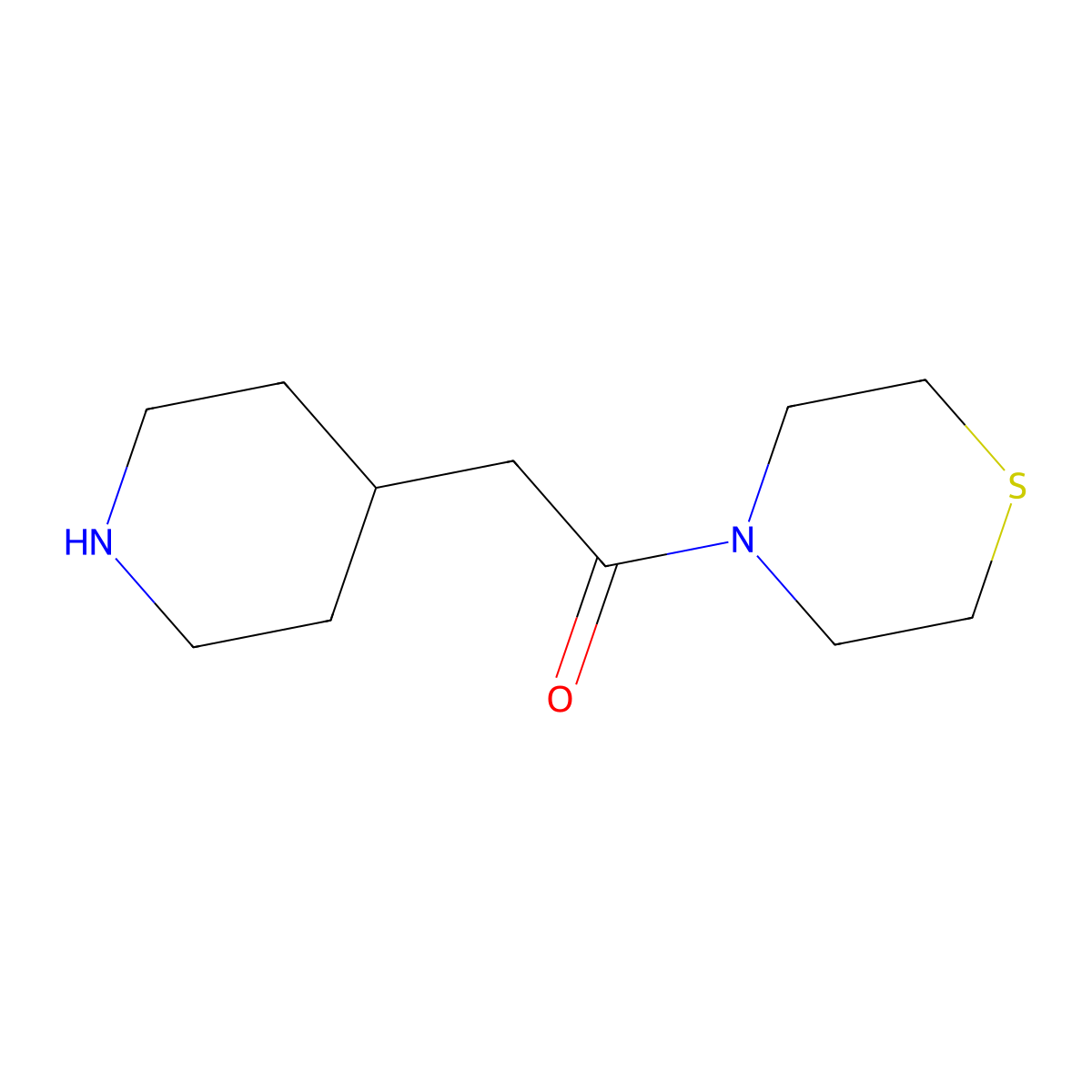 2-(Piperidin-4-yl)-1-(thiomorpholin-4-yl)ethan-1-one molecular structure, CAS 666853-03-8