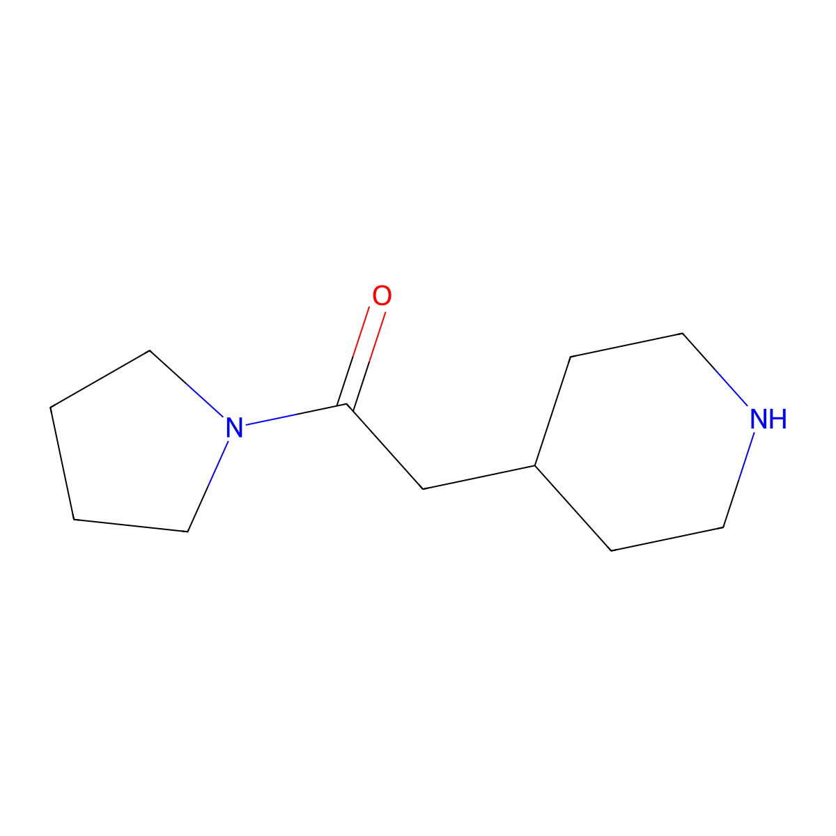 2-(Piperidin-4-yl)-1-(pyrrolidin-1-yl)ethanone molecular structure, CAS 666853-05-0