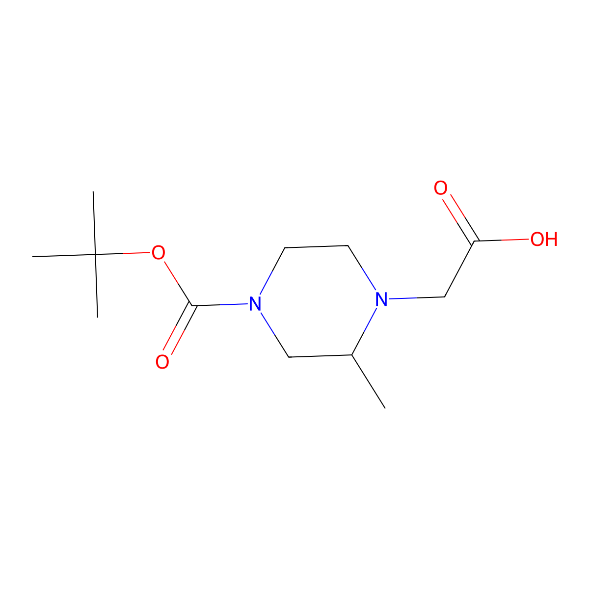 2-(4-(Tert-butoxycarbonyl)-2-methylpiperazin-1-YL)acetic acid molecular structure, CAS 666853-16-3