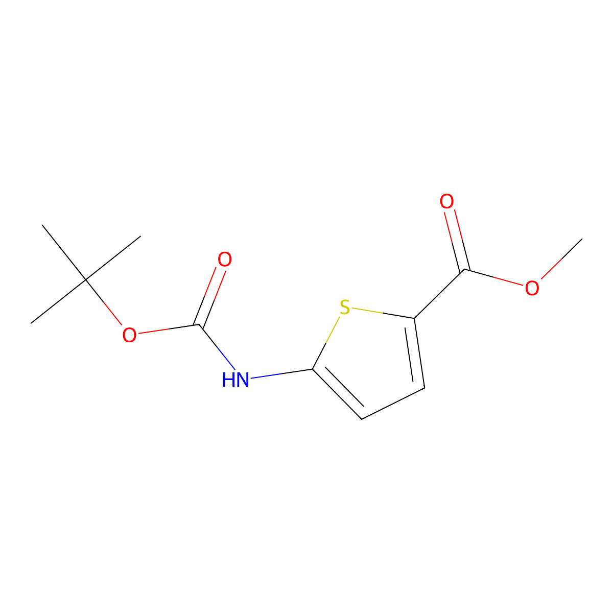 Methyl 5-((tert-butoxycarbonyl)amino)thiophene-2-carboxylate molecular structure, CAS 666853-39-0