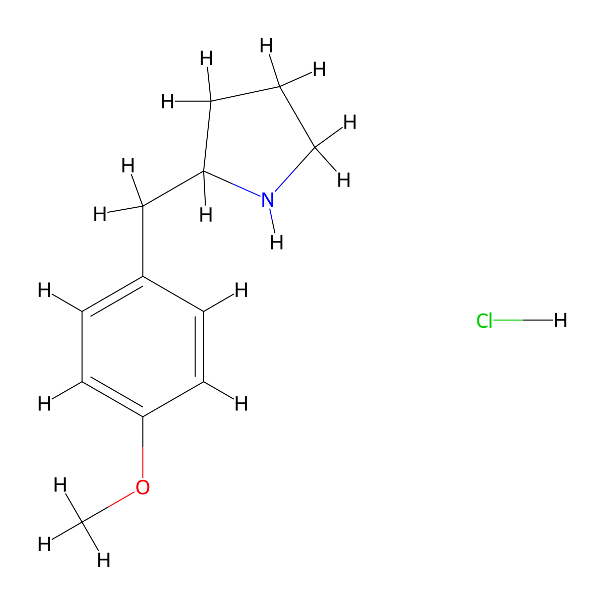 2-((4-Methoxyphenyl)methyl)pyrrolidine hydrochloride molecular structure, CAS 66692-26-0