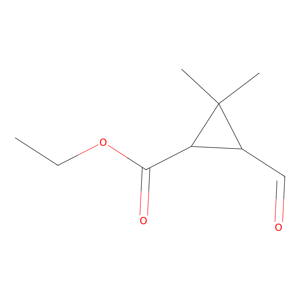 Ethyl 3-formyl-2,2-dimethylcyclopropane-1-carboxylate molecular structure, CAS 66692-75-9