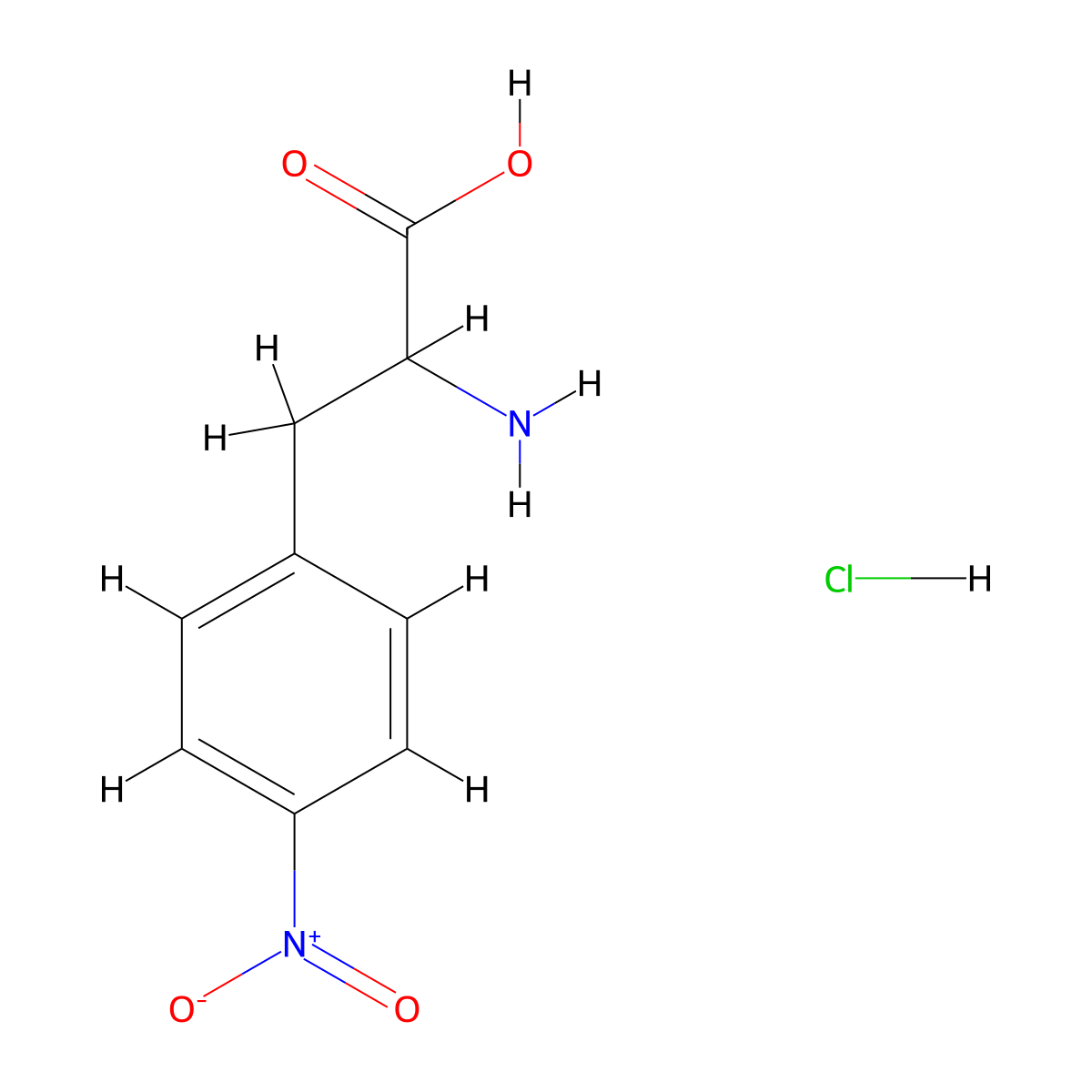 2-amino-3-(4-nitrophenyl)propanoic Acid Hydrochloride molecular structure, CAS 66693-69-4