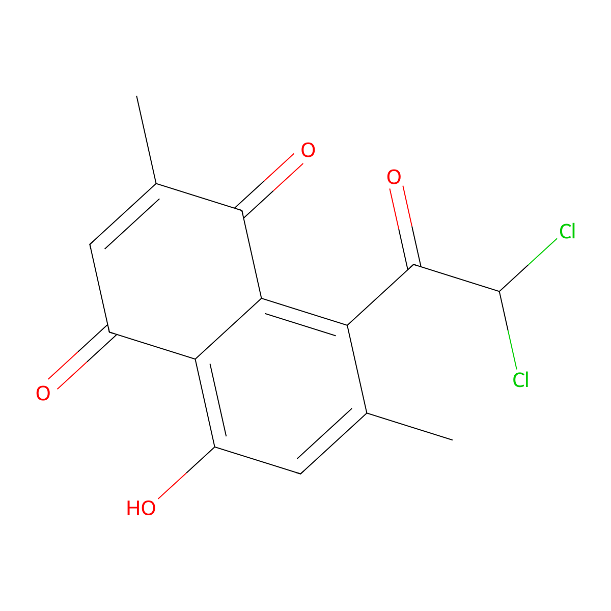 8-(2,2-Dichloroacetyl)-5-hydroxy-2,7-dimethyl-1,4-naphthalenedione molecular structure, CAS 667-92-5