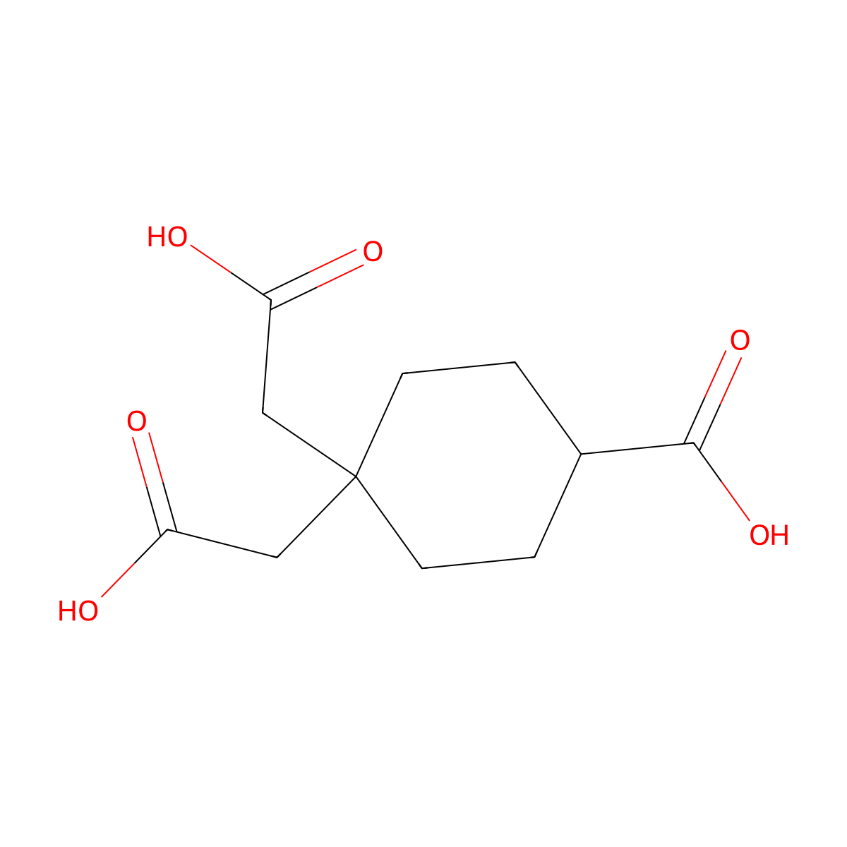 4,4-bis(carboxymethyl)cyclohexane-1-carboxylic Acid molecular structure, CAS 6670-44-6
