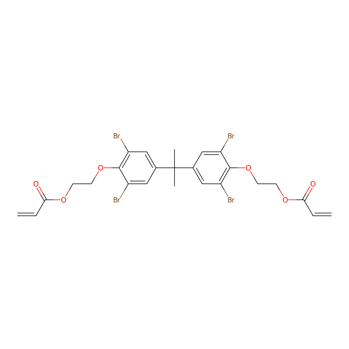 2-Propenoic acid, (1-methylethylidene)bis((2,6-dibromo-4,1-phenylene)oxy-2,1-ethanediyl) ester molecular structure, CAS 66710-97-2
