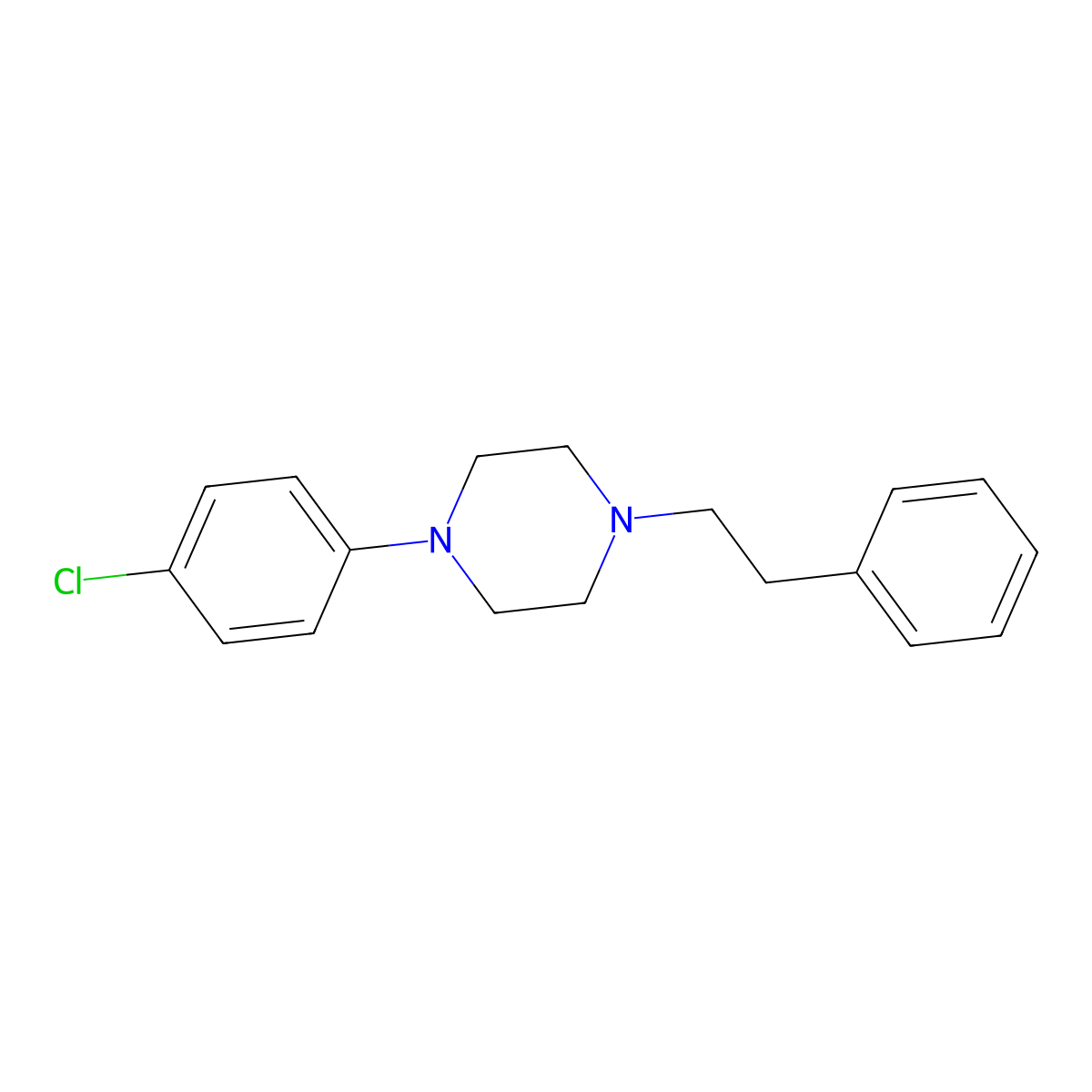 1-(4-Chlorophenyl)-4-(2-phenylethyl)piperazine molecular structure, CAS 66711-36-2