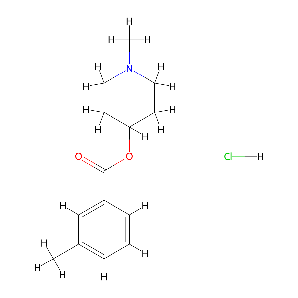 1-Methylpiperidin-4-YL 3-methylbenzoate hydrochloride molecular structure, CAS 66723-86-2