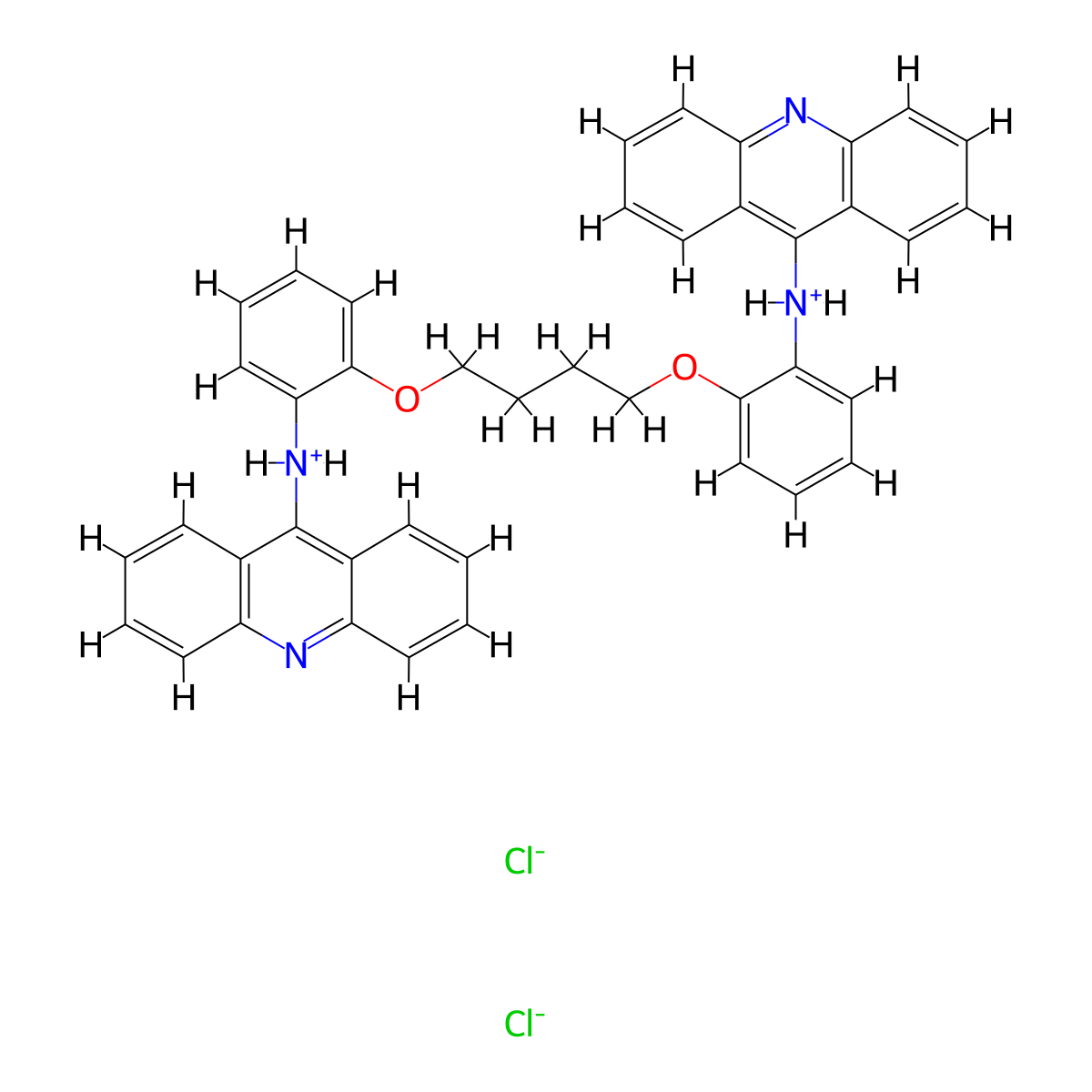 9,9'-Tetramethylenedioxybis(o-phenyleneimino)bisacridine dihydrochloride molecular structure, CAS 66724-88-7