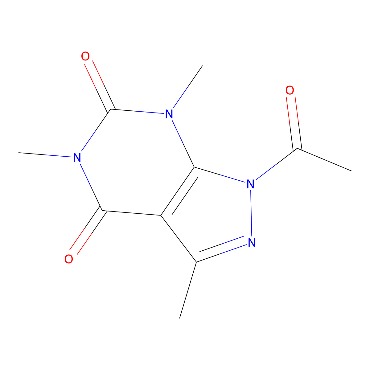 1-Acetyl-3,5,7-trimethylpyrazolo[3,4-D]pyrimidine-4,6-dione molecular structure, CAS 66726-89-4