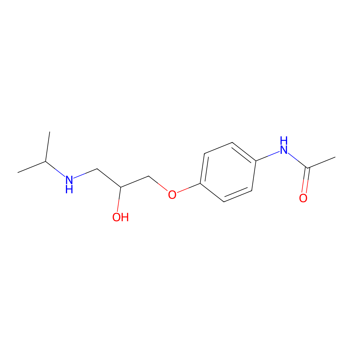 Practolol molecular structure, CAS 6673-35-4