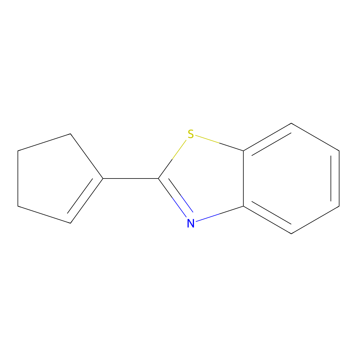 2-(Cyclopenten-1-yl)-1,3-benzothiazole molecular structure, CAS 66730-36-7