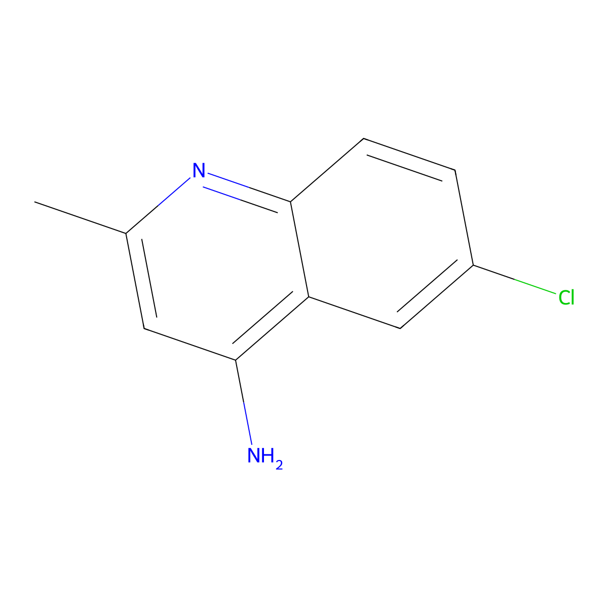 4-Amino-6-chloro-2-methylquinoline molecular structure, CAS 66735-24-8