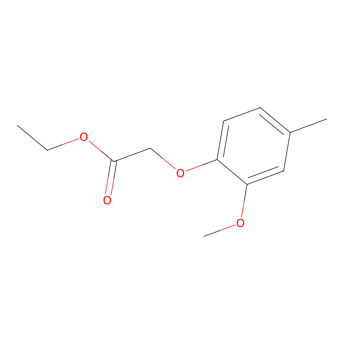 Ethyl 2-(2-methoxy-4-methylphenoxy)acetate molecular structure, CAS 667399-57-7