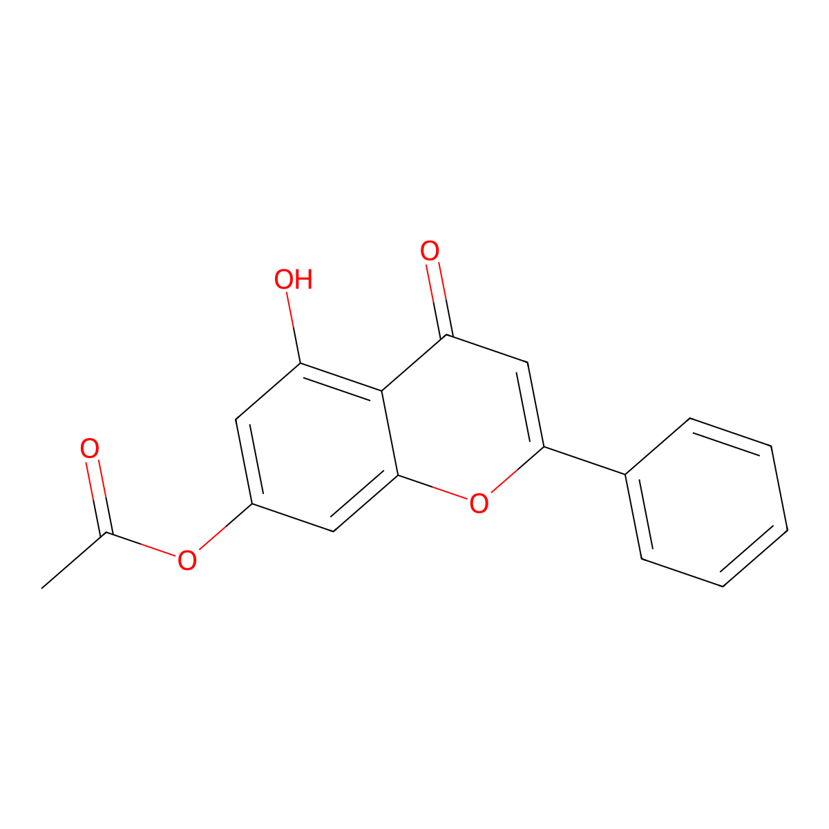 5-Hydroxy-7-acetoxyflavone molecular structure, CAS 6674-40-4