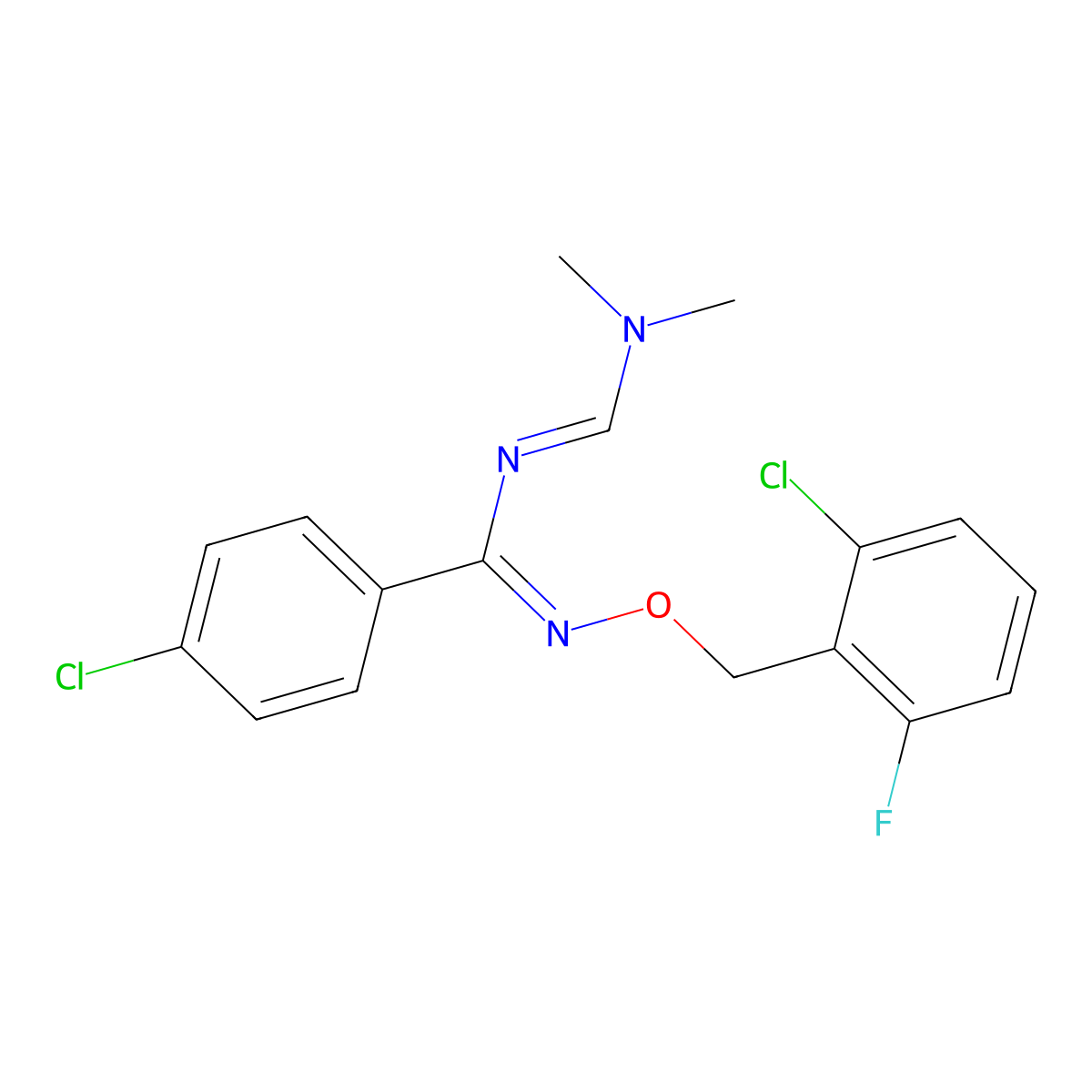 4-Chloro-N'-[(2-chloro-6-fluorophenyl)methoxy]-N-[(dimethylamino)methylidene]benzene-1-carboximidamide molecular structure, CAS 667400-00-2