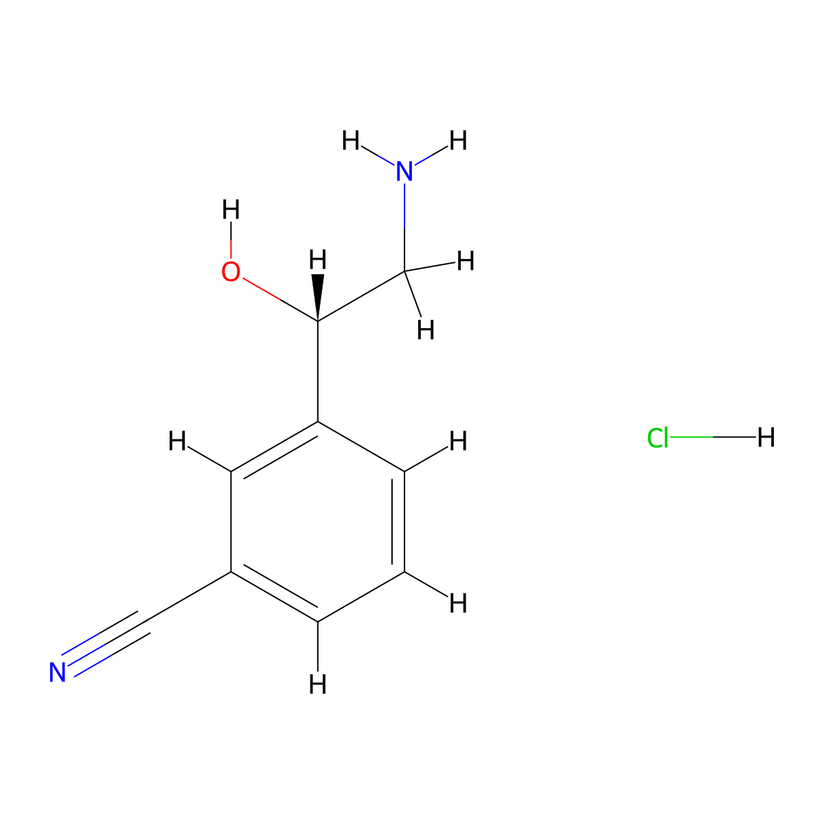 3-[(1S)-2-amino-1-hydroxyethyl]benzonitrile hydrochloride molecular structure, CAS 667402-64-4