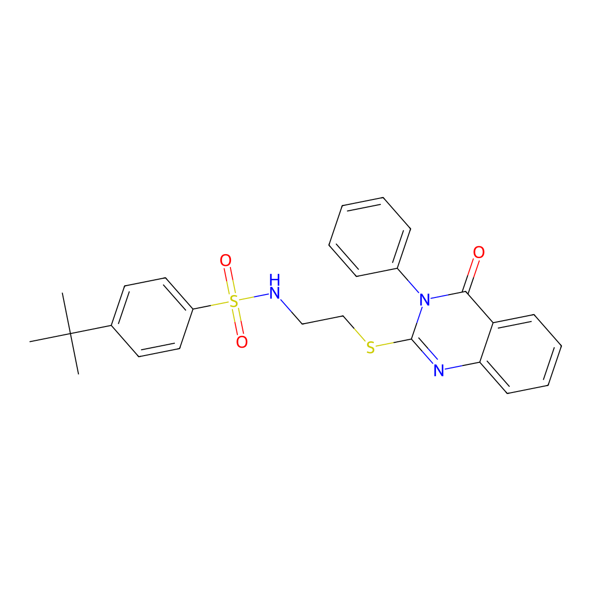 4-tert-butyl-N-[2-(4-oxo-3-phenylquinazolin-2-yl)sulfanylethyl]benzenesulfonamide molecular structure, CAS 667403-38-5
