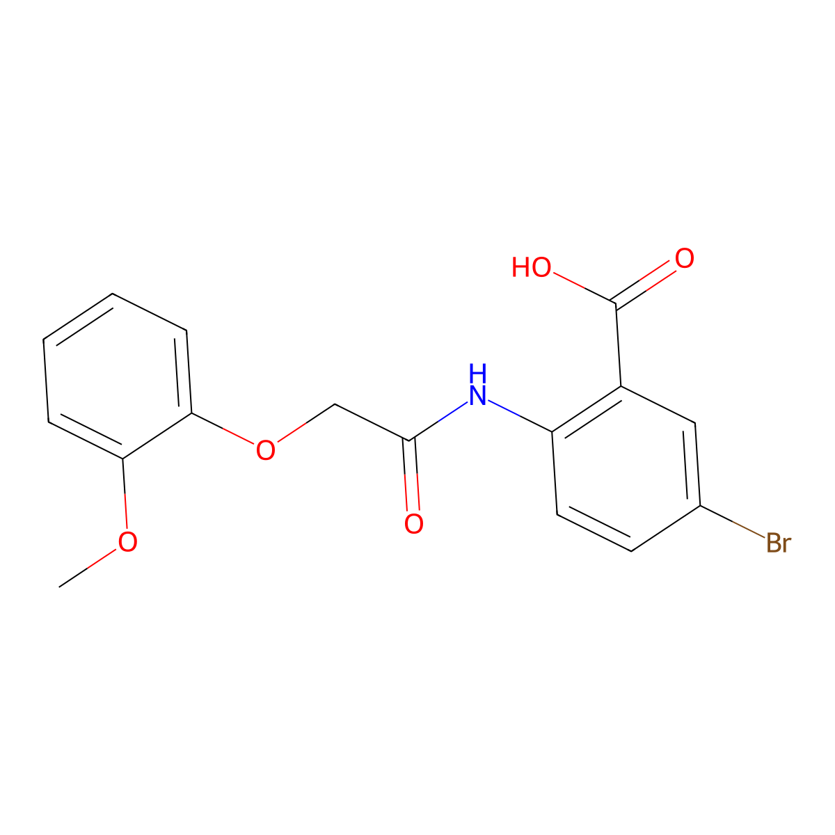5-Bromo-2-{[(2-methoxyphenoxy)acetyl]amino}benzoic acid molecular structure, CAS 667403-52-3