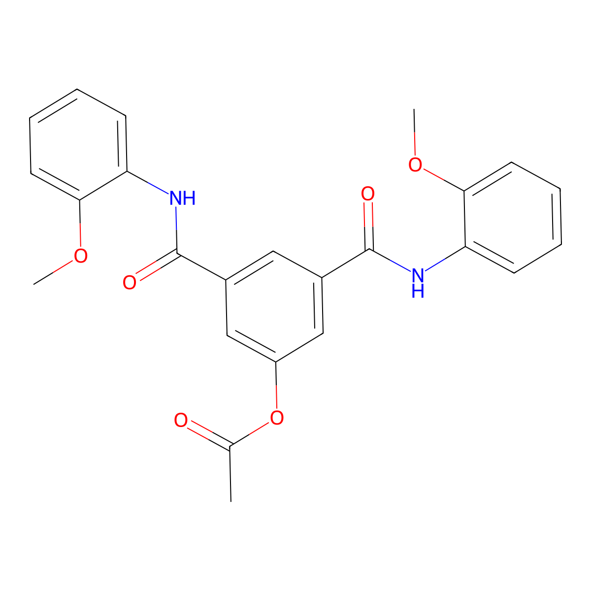 3,5-Bis((2-methoxyphenyl)carbamoyl)phenyl acetate molecular structure, CAS 667403-54-5